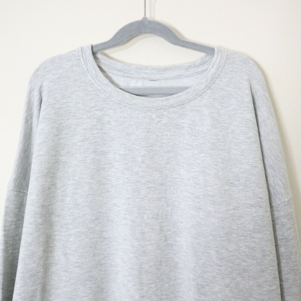 Athleta Size PM Studio to Street Sweatshirt Micro Stripe Heathered Gray - Picture 3 of 11